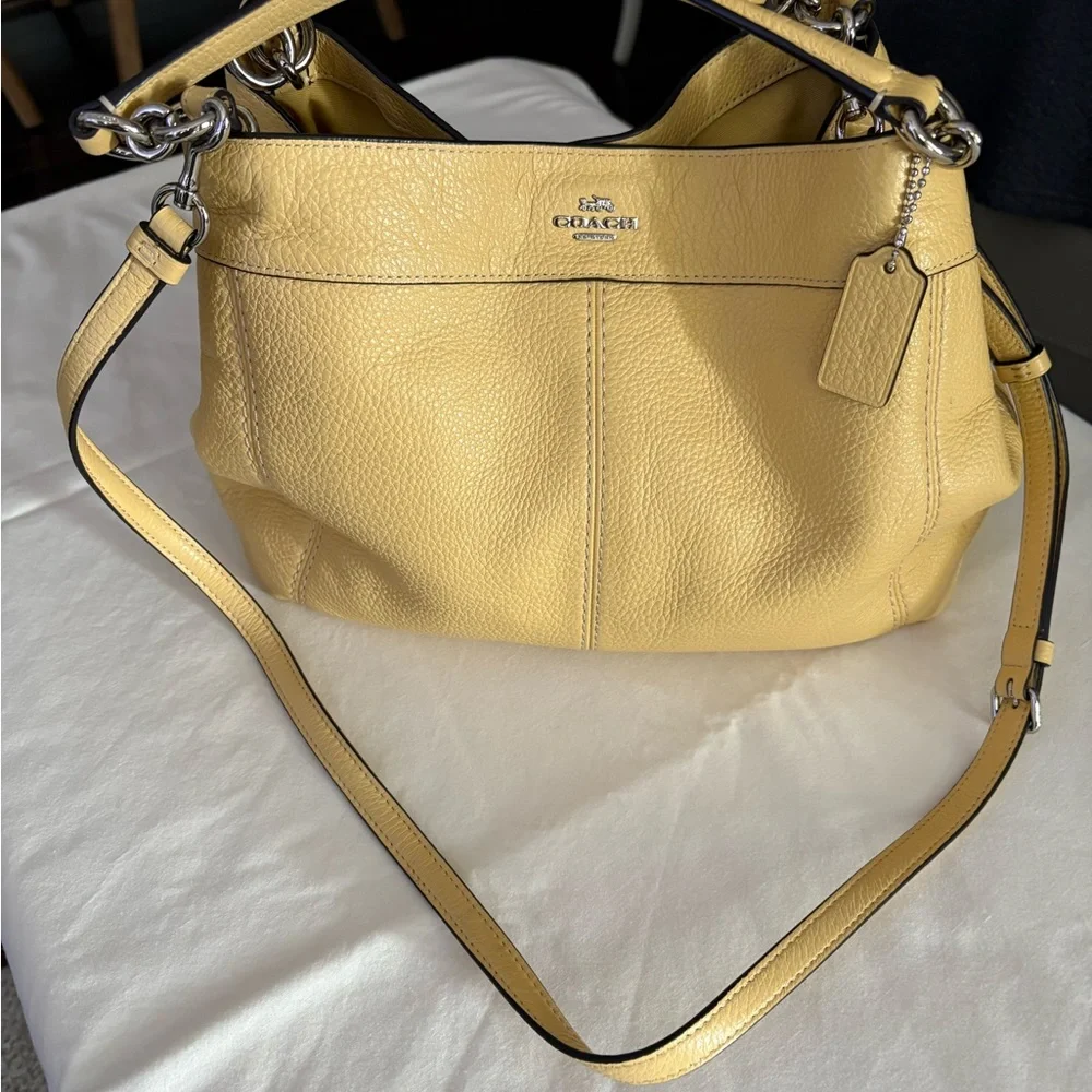Coach Soft Yellow Leather Shoulder Bag - Picture 1 of 16